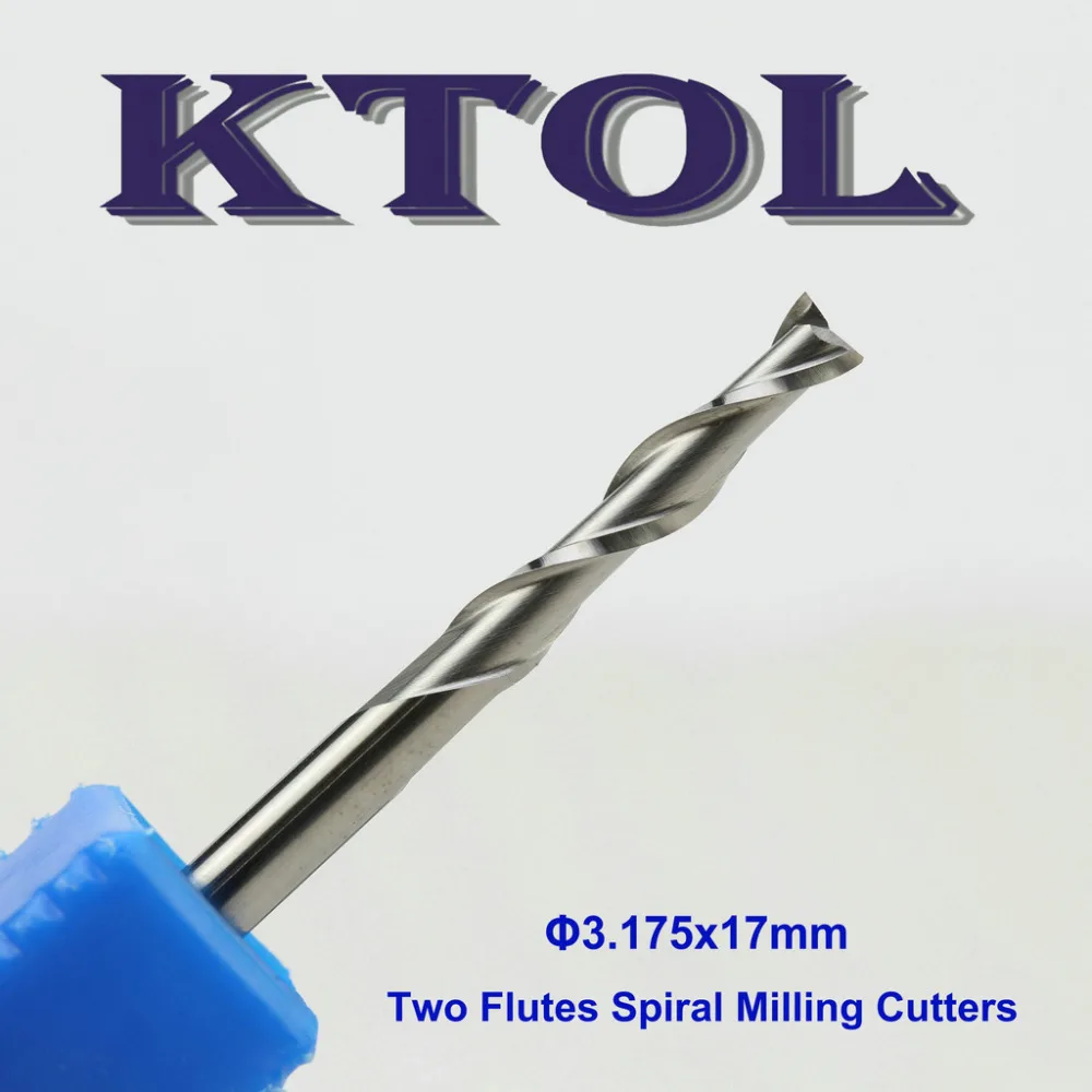 3.175x17mm 10pcs 2 Flutes End Mill Carbide Cutters CNC Router Bits for