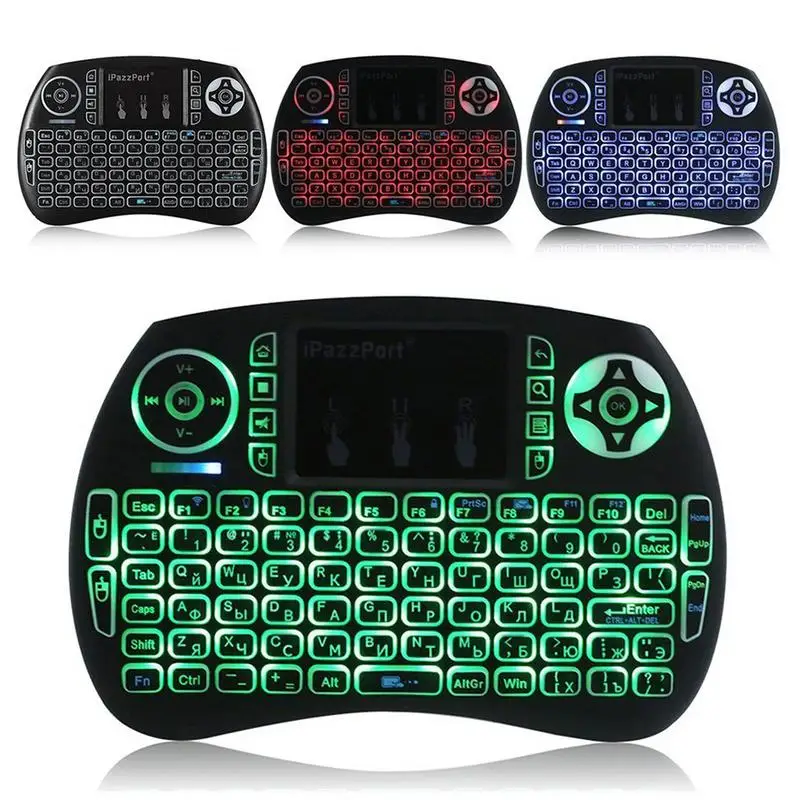 IPazzport Франция Руссо Teclado 3 ядра задний светильник Sem Fio Mini Mouse Para Android TV Box/Smart Framboesa