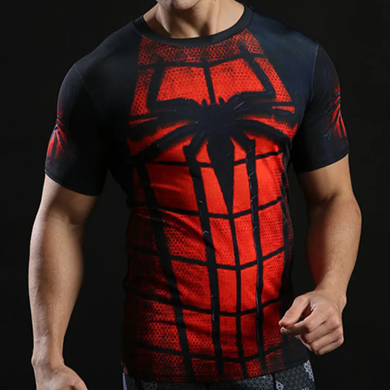 Spiderman T shirts Men Short Sleeve Fitness Tees Bodybuilding Tee Shirt Rash guard Crossfit 