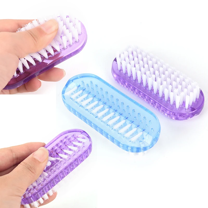 1pc Nail Cleaning Brush Plastic Nail Cleaning Scrubbing Brush Double