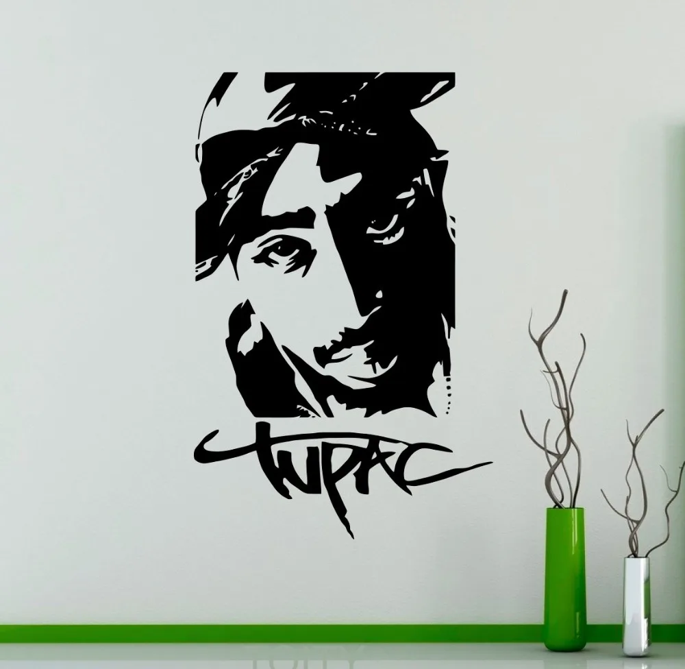 

16 Designs Tupac 2PAC Vinyl Sticker Rap Hip Hop Music Wall Decal Dorm Studio Bar Home Interior Decor American Singer Pop Mural