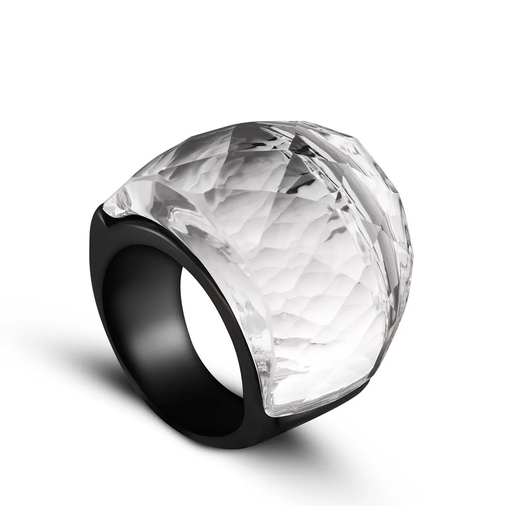 ZMZY Fashion Black Large Rings For Women Wedding Jewelry Big Crystal Stone Ring 316L Stainless Steel Anillos finger rings,fashion rings,crystal rings,stainless steel rings,metal rings,stone rings