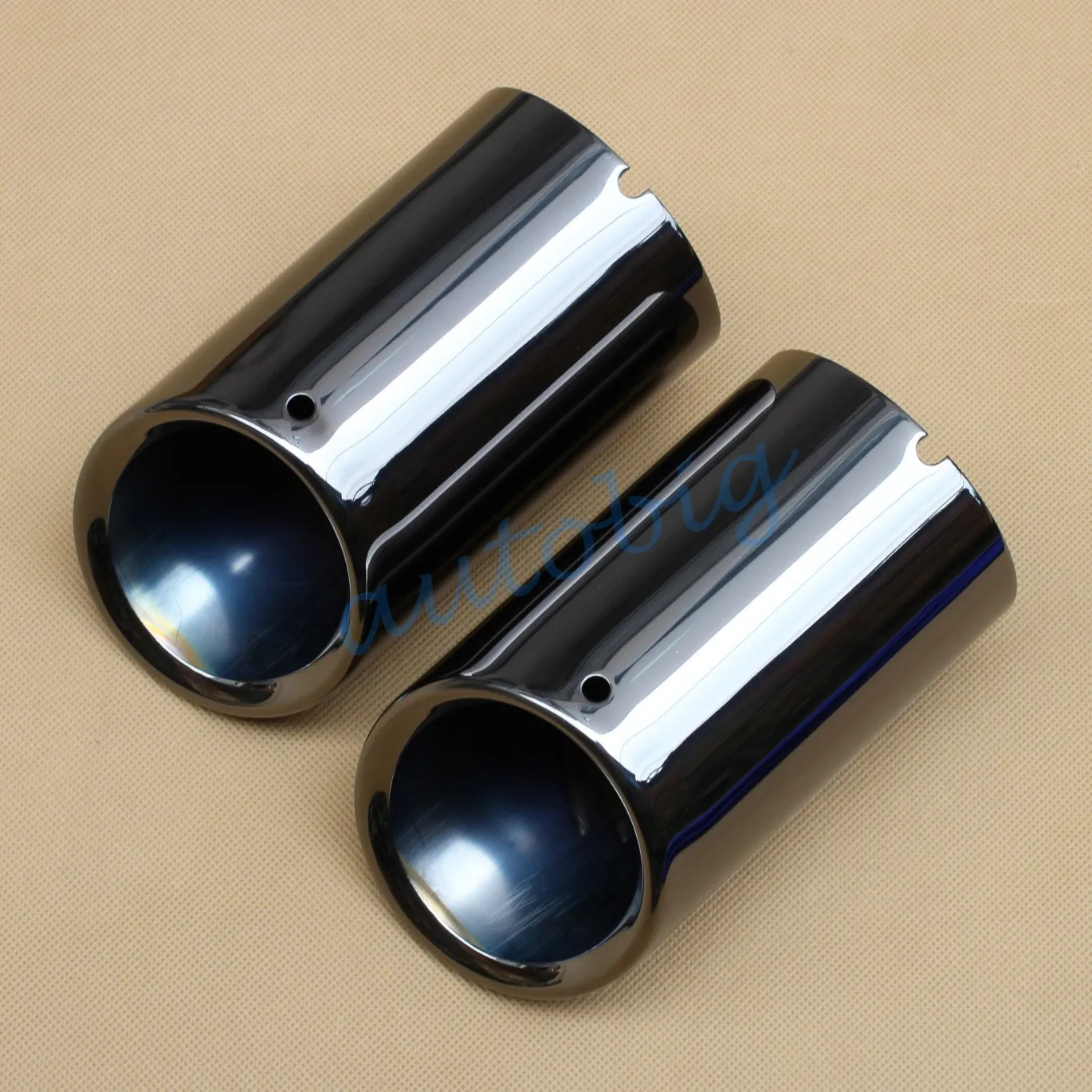 (SET OF 2) Titanium Black Muffler Exhaust Pipe Tip For Audi A4 B8 1.8T