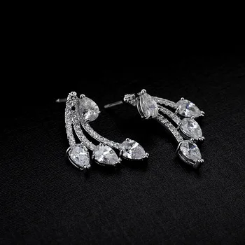 

fashion trendy accessories brincos AAA cubic zironia 3 claw water drop stone stud earring for women jewelry small size