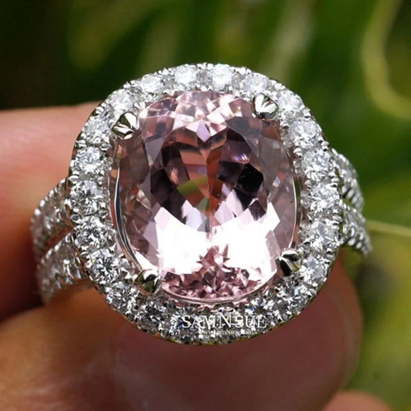 

Pink Crystal Diamond Egg Ring Women's Engagement Ring