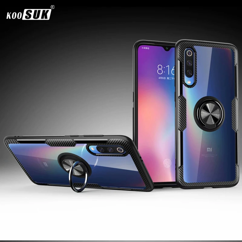 Чехол mi 9 для Xiaomi mi 9 SE чехол Роскошный прозрачный PC+ углеродное волокно полное защитное кольцо для Xioa mi 9se чехол Caque Fundas