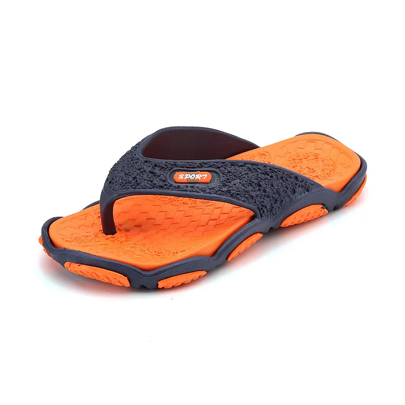 Мужская обувь, однотонные Тапочки для ванной на плоской подошве, летние сандалии для душа, домашние и уличные тапочки, повседневные мужские Нескользящие шлепанцы, пляжная обувь - Цвет: orange