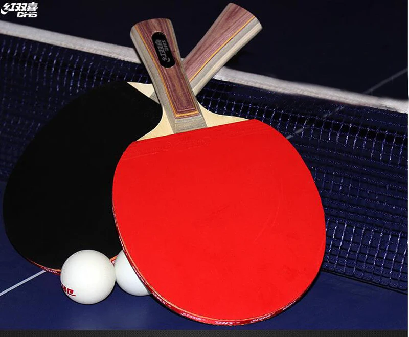2 x DHS Table tennis racket with 3 balls Ping Pong Sport Both side