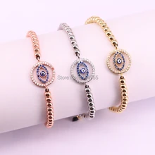 5 шт. 4 мм круглый шарик& Micro Pave CZ разъем для глаз Плетеный Браслет-макраме браслет