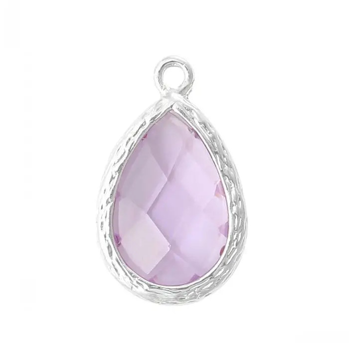 DoreenBeads Медь Шарм Подвески Июнь Камень Александрит Teardrop Яркое Серебро Фиолетовый