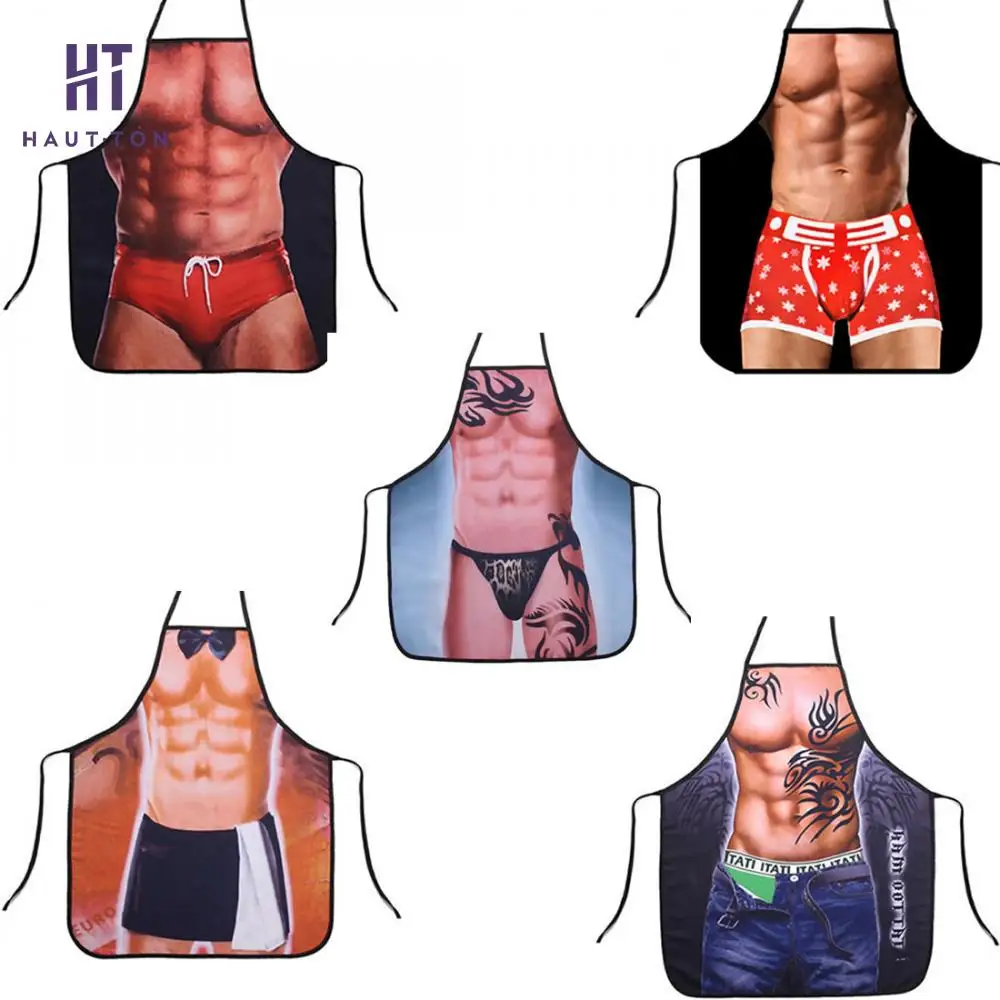 cheap Muscle Masculine Apron Funny Creative Novelty Sexy Cooking Baking Aprons Catering Home House Kitchen Aprons For Chefs