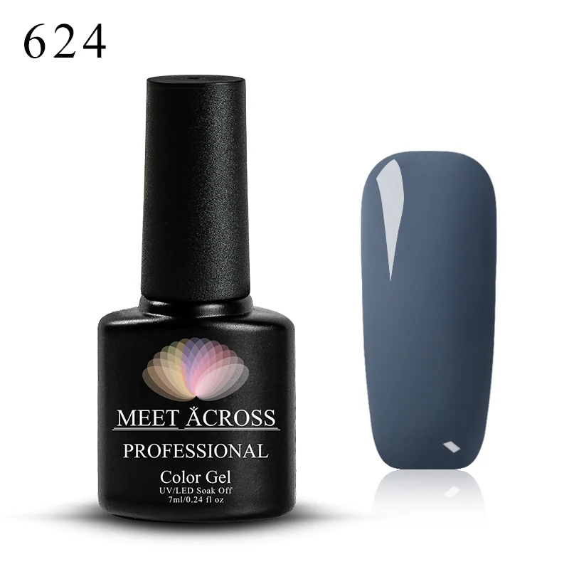 MEET ACROSS 7 мл телесный серый Гель-лак для ногтей полуперманентный Светодиодный УФ-лак для ногтей черная основа необходимый лак для штамповки - Цвет: W1960