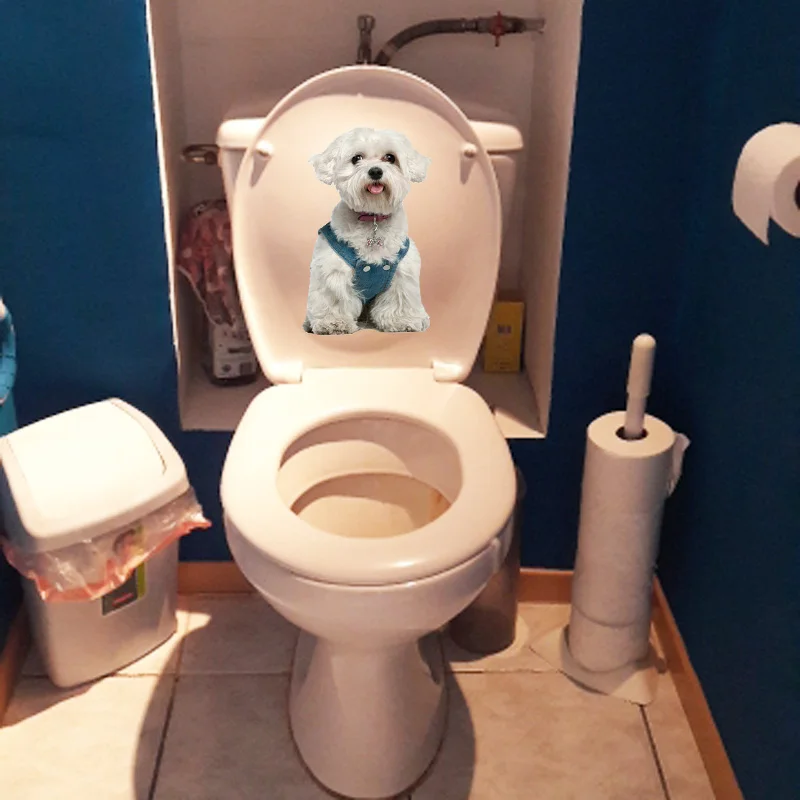 YOJA 14*21,5 см милая собака Наклейка на стену Декор Украшение Дома Туалет наклейки на сиденья T1-0332