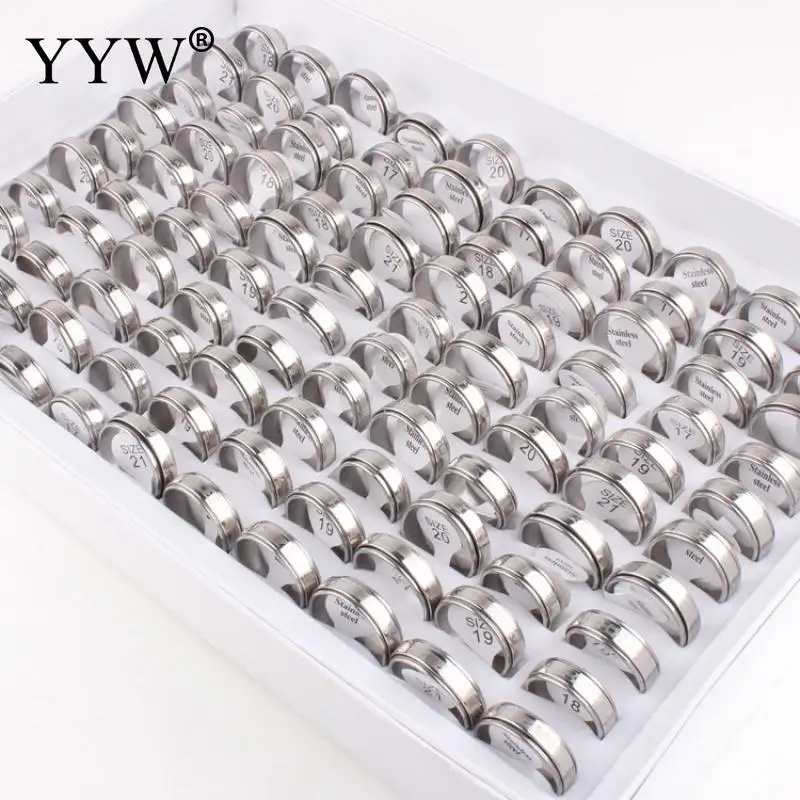 

2017 Fashion Men's Solid Rings Silver Color Titanium Stainless Steel Male Ring For Fine Jewelry 100PCs/Box