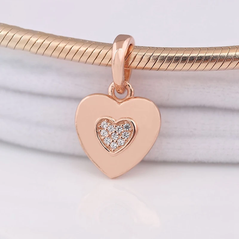 

Fits Bracelet Charm Jewelry DIY with Women Gift Set with Zircon Rose Gold Love Logo 925 Sterling Silver Jewelry Beads
