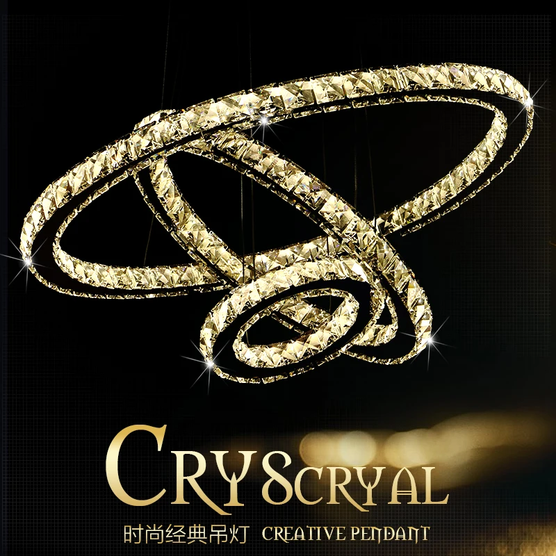 

LED Crystal Pendant Lamp 3 Rings Crystal Pendant Light Lamparas Colgantes Dinning room lights Remote Control