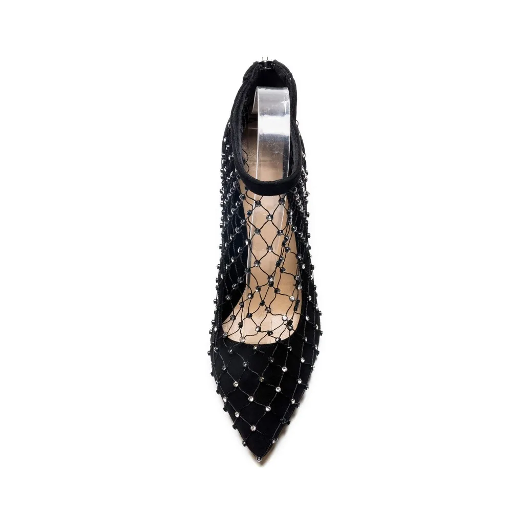 Натуральная кожа брендовая весенняя обувь сладкий кристалл на очень высоком женские туфли-лодочки с острым носком Роскошные для ночного клуба свадебные туфли L08