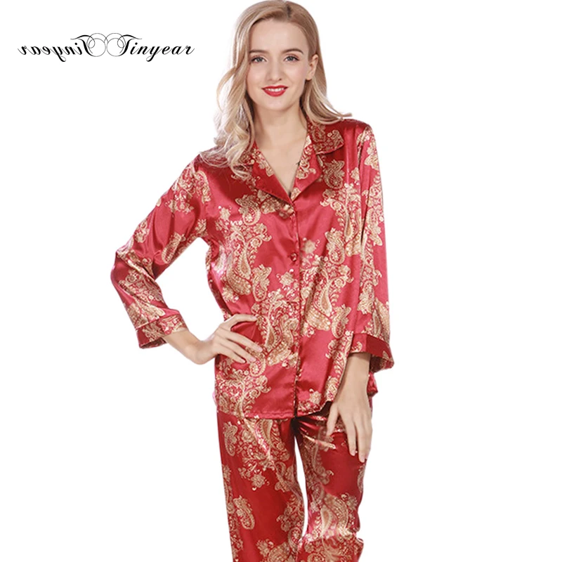 Tinyear 2017 New Brand Fashion Luxury Women Pajama Sets Ladies Summer