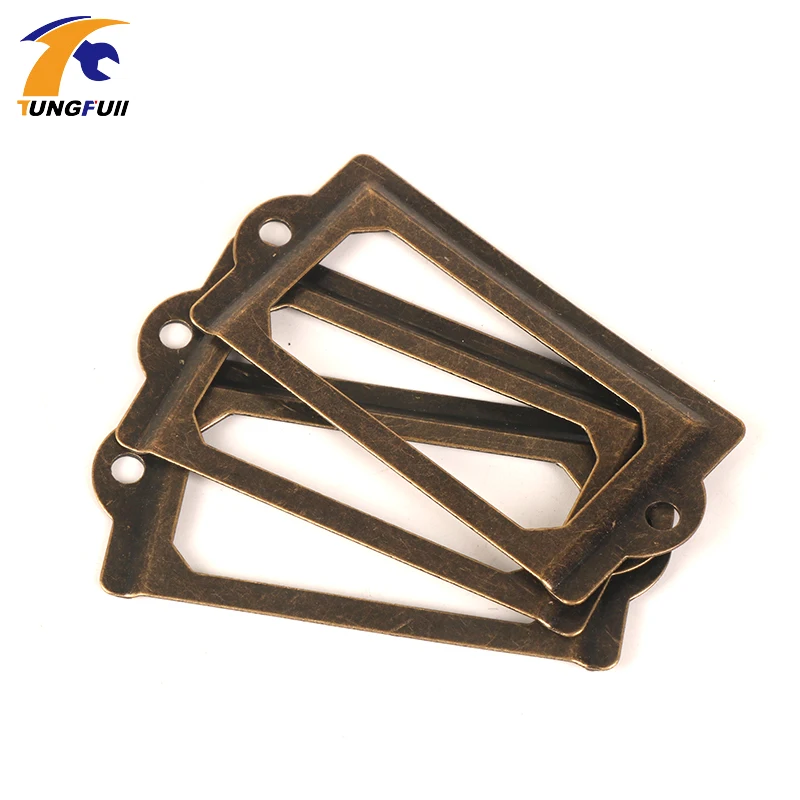 Mercantile Industrial Metal Label Holders Antique Bronze Name Card