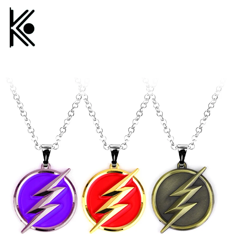 Dc comics jewelry Super hero necklace flash jewelry Flash Lightning