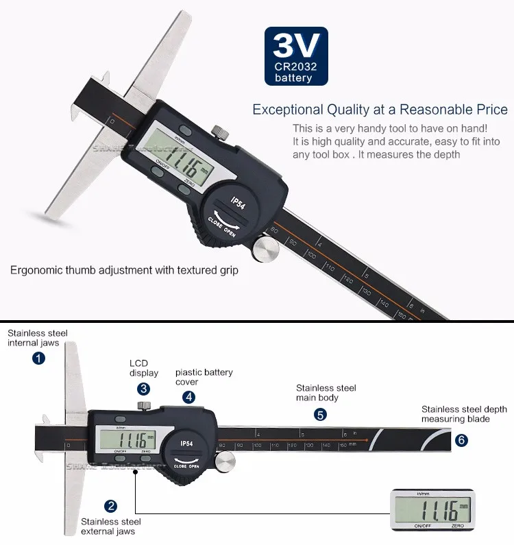 Цифровой микрометр shahe 0-150 мм Электронный штангенциркуль с двойными крючками цифровой штангенциркуль глубина штангенциркуль цифровой штангенциркуль 150 мм