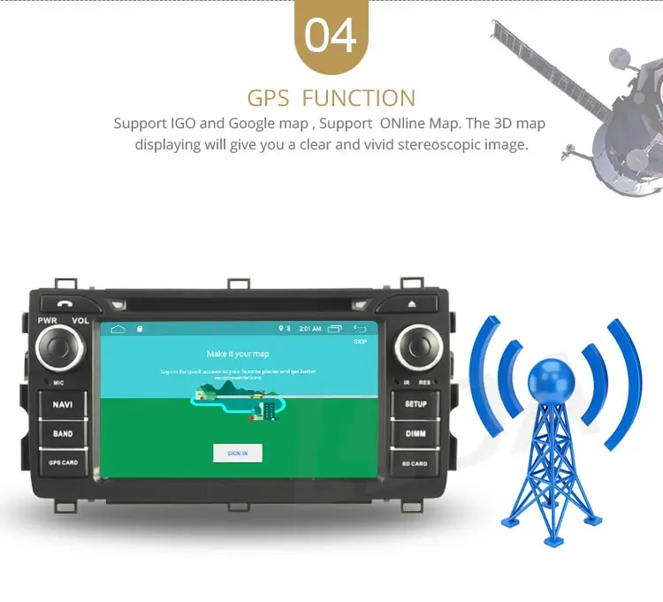 Sale LJDA 2 Din Android 9.1 Car DVD Player For Toyota AURIS 2013 2014 2015 Wifi GPS Navigation Radio 2G RAM Stereo Audio Multimedia 6