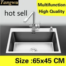 Домашняя Роскошная кухонная ручная раковина одинарная мойка многофункциональная посуда vogue 304 нержавеющая сталь 650x450 мм