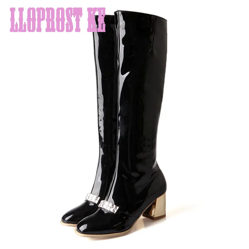 

Lloprost ke Plus size 34-43 New winter Over the knee boots women Female Fashion square heels Sexy round Toe riding boots MAL115