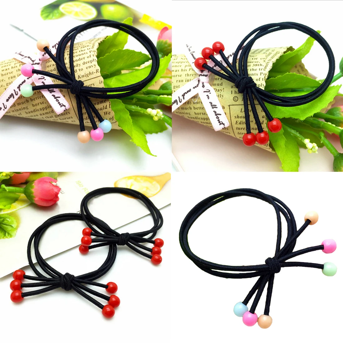 10pcs/lot Elastics Bead Rubber Bands Double Layers New Fashion Women