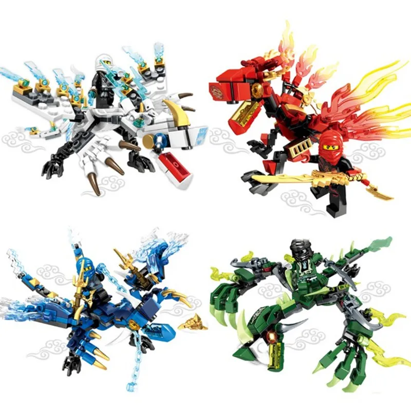 

4pc/set Ninja Dragon Knight Building Blocks Compatible Legoing Ninjago DIY Bricks Figures Toys for Children Christmas Gift