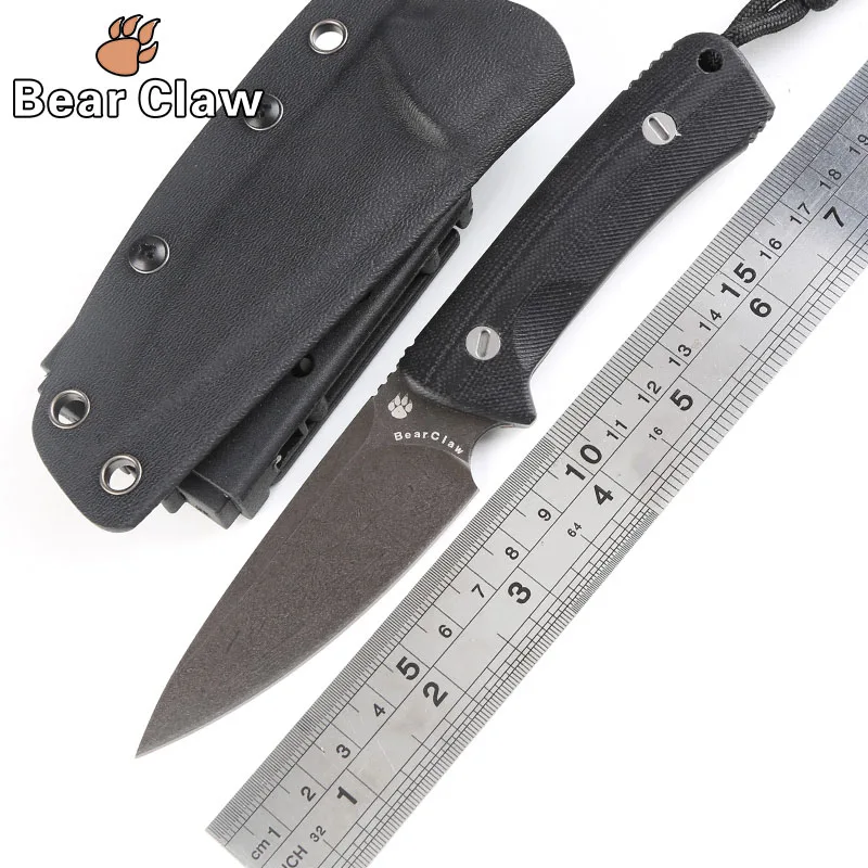 Bear claw Nettle fixed blade knife D2 steel G10 handle outdoor hunting survival pocket kitchen fruit knives practical edc tools stainless steel fixed blade knife fruit knife outdoor survival knife pocket tools edc knives nylon sheath