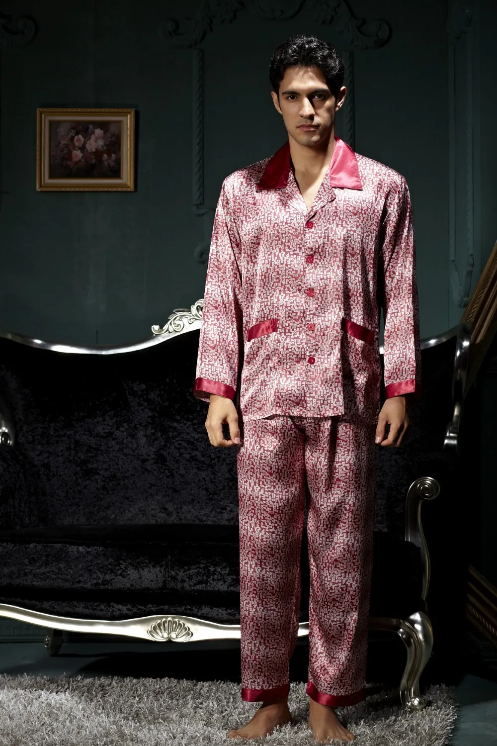 men's silk satin pajama sets for men 2 piece white short