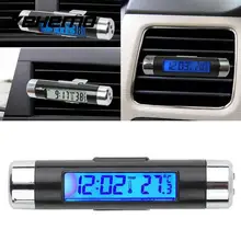 Vehemo 2 в 1 Авто светодиодный часы термометр кнопки сотового Салонные аксессуары
