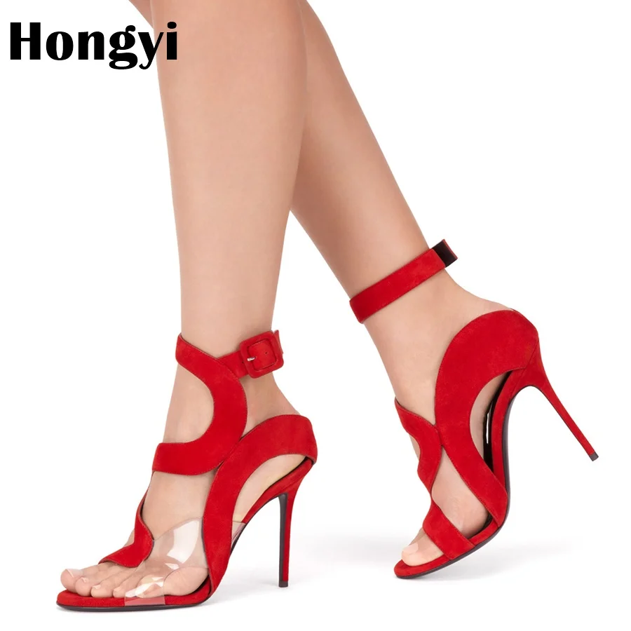 Hongyi Plus Size 35-42 Summer New Women Fashion Open Toe Suede Red Blue High Heel Sexy Sandals Ankle Wrap Dress Shoes Hongyi Plus Size 35-42 Summer New Women Fashion Open Toe Suede Red Blue High Heel Sexy Sandals Ankle Wrap Dress Shoes