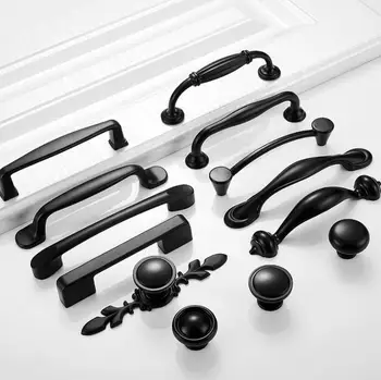 

LCH Modern Matte Black Furniture Knob Cabinet handle European Style Garden Cabinet Hardware Cabinet Knob Door Pull Piano Black