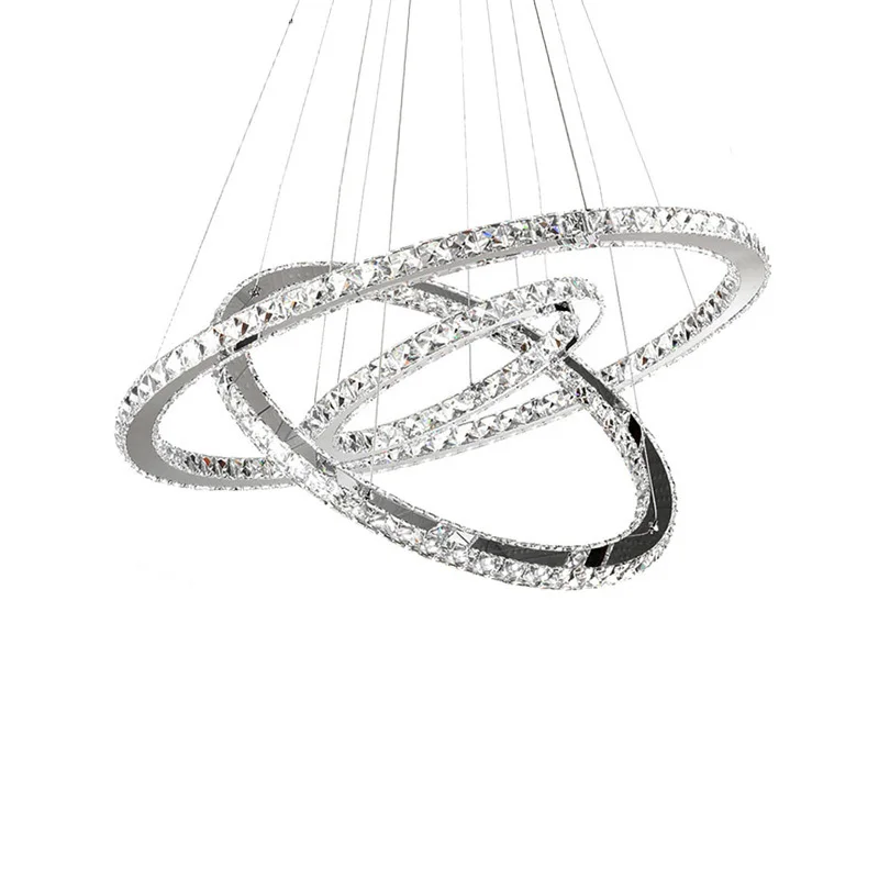 

Modern LED Crystal chandeliers lights for dining living room Suspension Luminaire lamp 3 rings for 15-30 meters