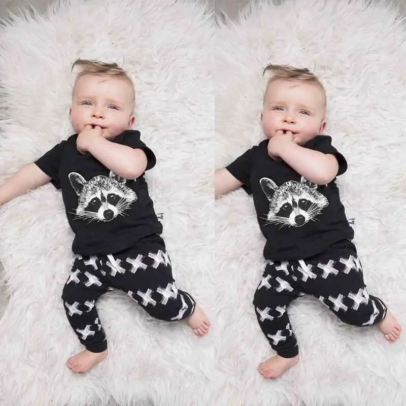 

2015 Baby Girls Boys Fox Cotton Tops T-shirt+Pants Leggings 2pcs Outfits Set Costume