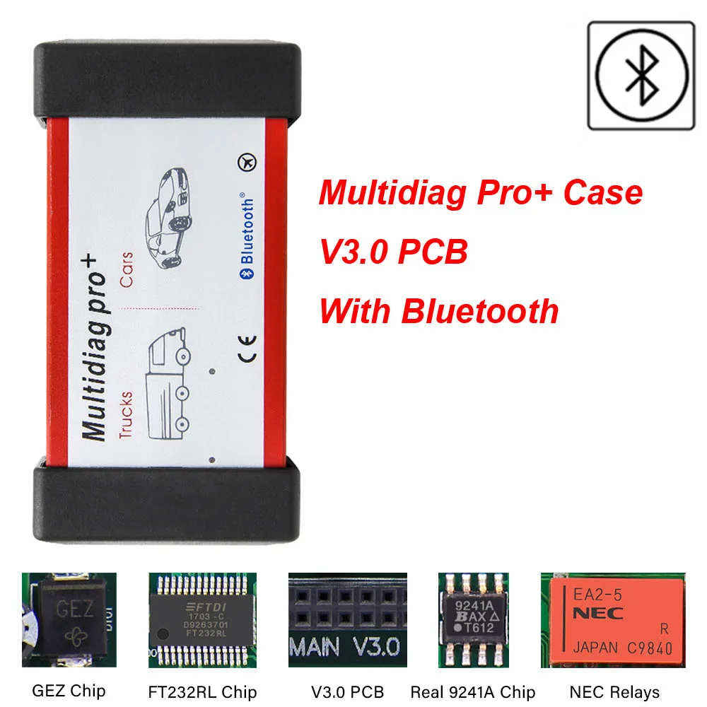 Multidiag Pro V3.0 печатная плата,00 с Keygen NEC Реле 9241A для BMW OBD2 Bluetooth сканер OBD 2 OBD2 автомобильный диагностический инструмент - Цвет: With Bluetooth