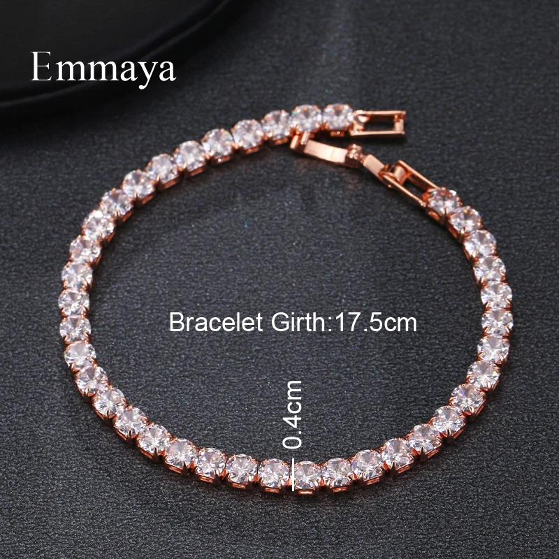 Emmaya العلامة التجارية 7 ألوان Fashioh الفاخرة كريستال سوار للتنس الزركون الخرز سوار الإسورة سلاسل حبلا أساور للنساء