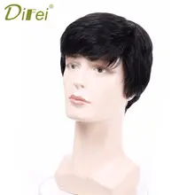 DIFEI натуральные мужские парики короткие прямые синтетические парики для мужчин термостойкие искусственные волосы черный коричневый