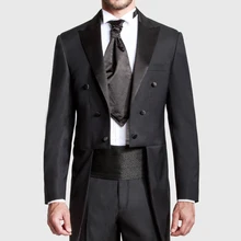 Custom Made Black Groom Tailcoat Pant mens Suits Peaked Lapel Long Tail Wedding Suits for men 2017 new Groom men suit Tuxedo