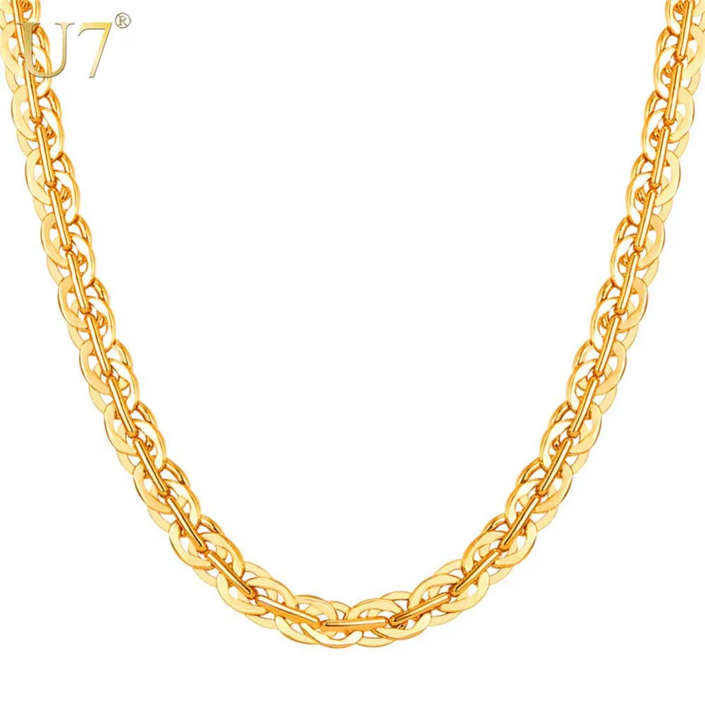 

U7 Gold/Silver/Black Color Chain Choker Necklace 6MM Rapper Hip Hop Chain For Women/Men Fashion Jewelry Wholesale N1112
