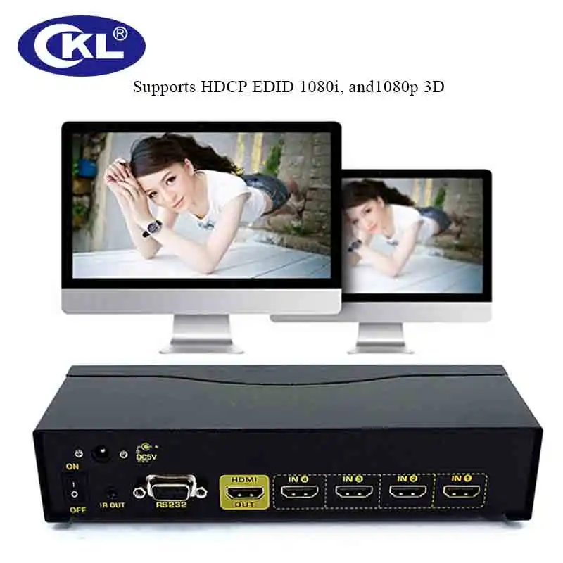 CKL Авто HDMI переключатель сплиттер адаптер 4 порта в 1 выход с ИК пультом управления