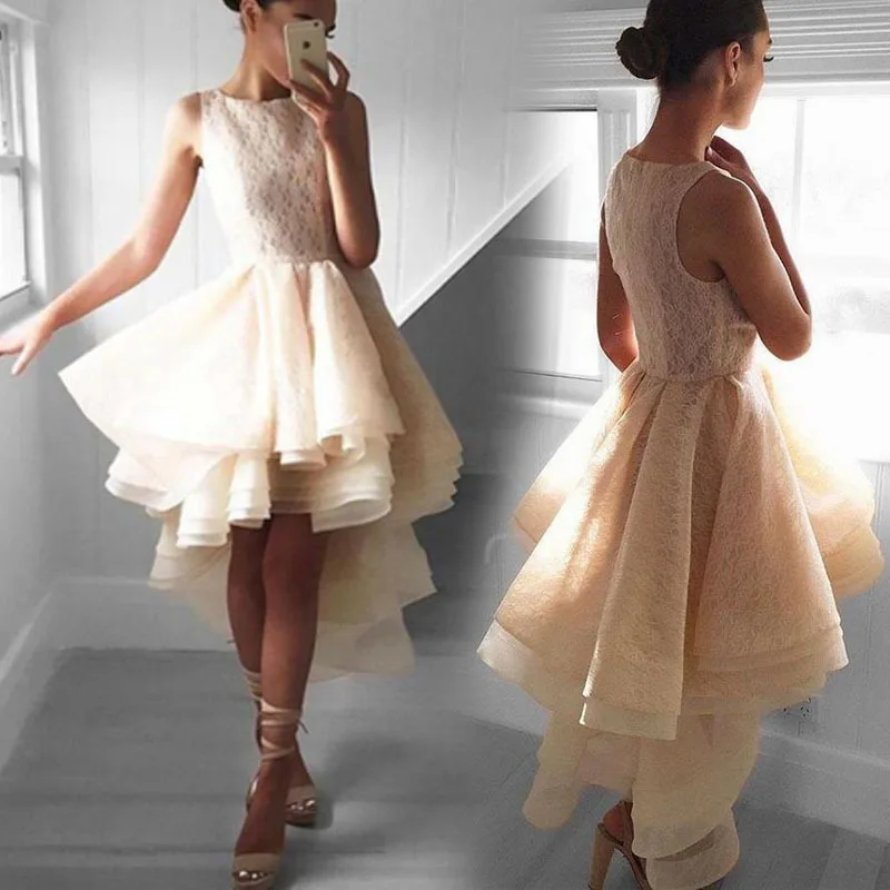 

2019 New Elegant Dresses Sexy Sleeveless Waist Fluffy Dresses Beige Party Dress
