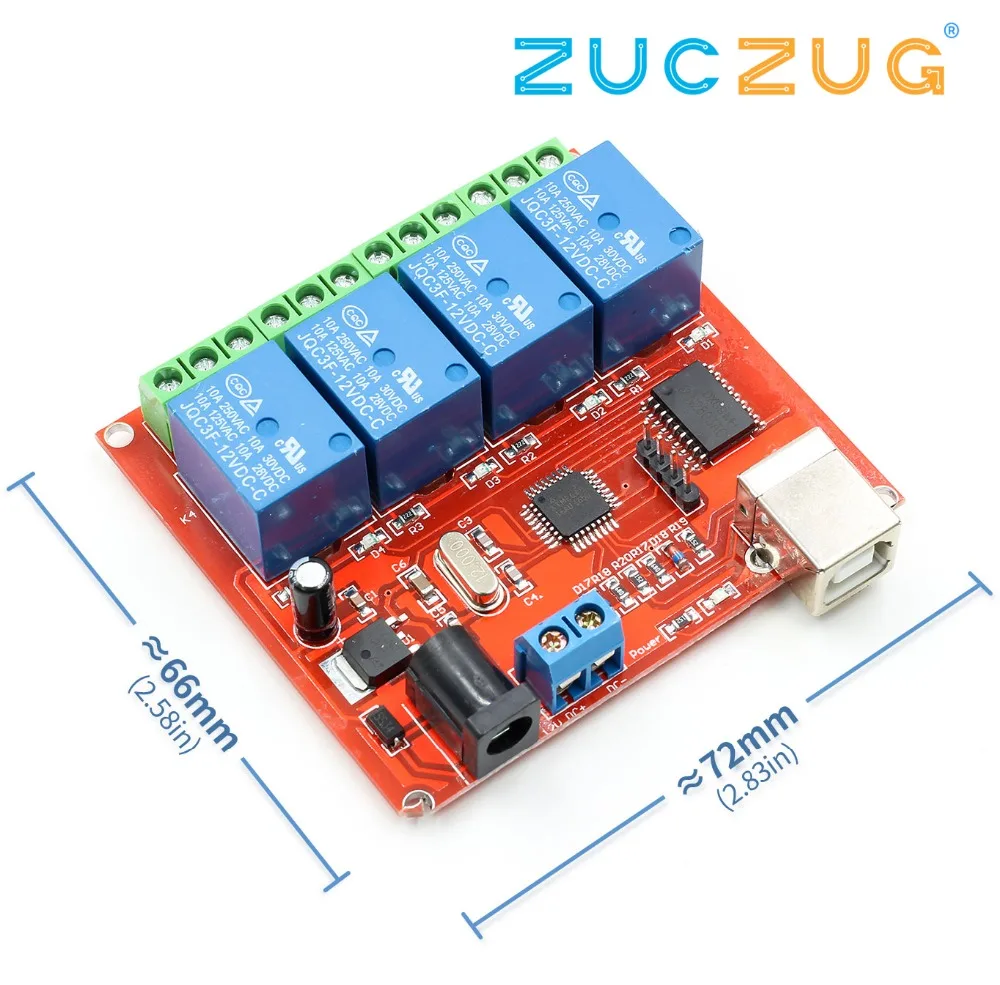 4 Channel DC 12V Computer USB Control Switch Drive Relay Module PC Intelligent Controller 4 way