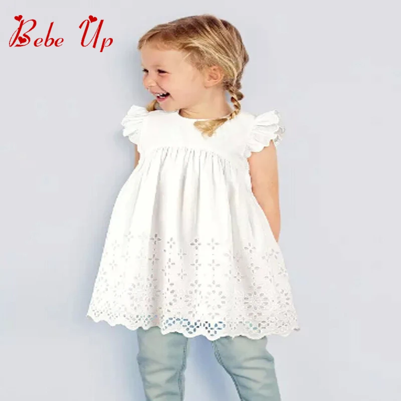 Children Summer Dresses Button Ruched Wholesale Boutiques Clothes Princess Sleeveless Baby Girls