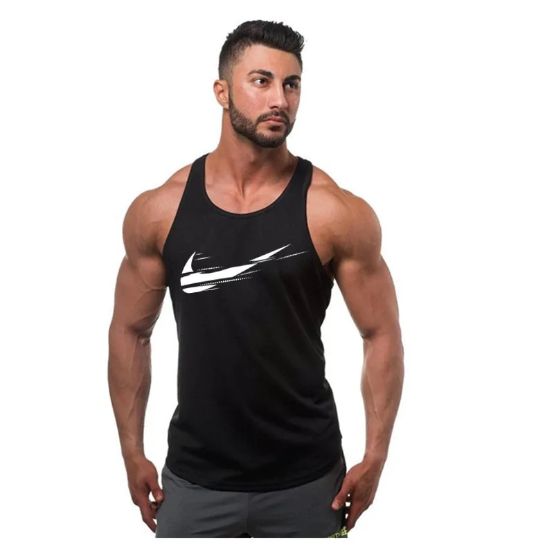 

2019 Spring and summer new leisure printing sports fitness round collar vest male cotton sweat absorption breathable MLCRIYG