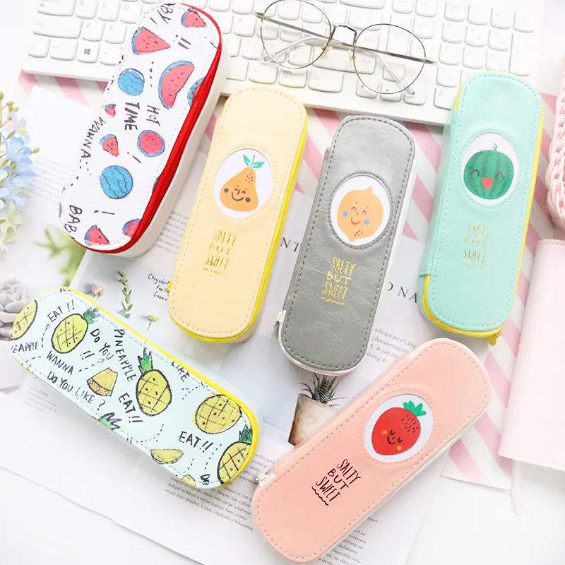 

1100 creative canvas pencil case fine pencil-box student fruit multi-function storage box