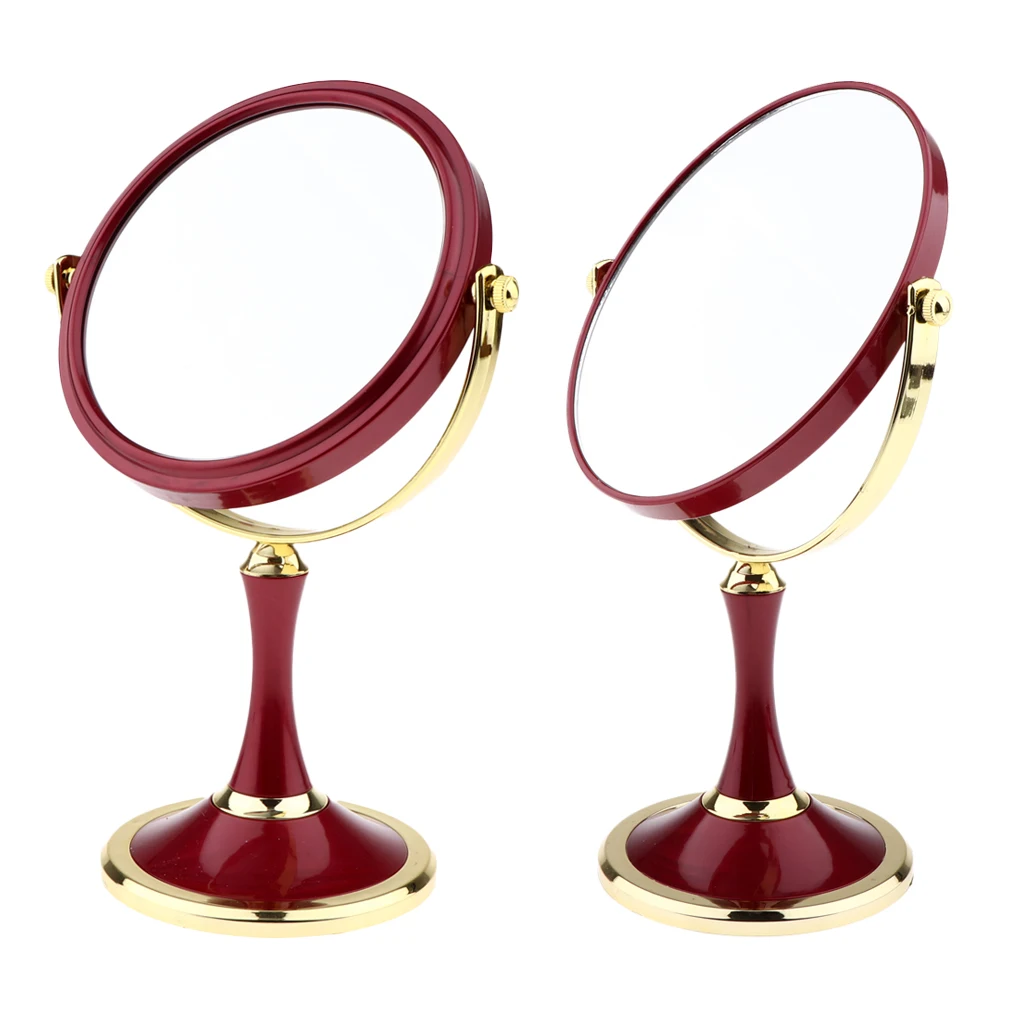 2-Sided Magnification Makeup Shaving Mirrors, 11” Fashion Compact Standing Mirror for Bathroom/Bedroom/Dorm/Office 