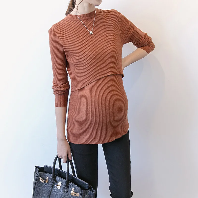 

Spring Autumn Women Maternity Clothes Breast Feeding Pregnant Sweater Outwear Elastic Nursing Pregnancy Sweaters WY30